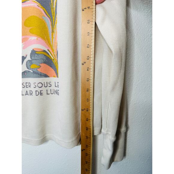 Saturday/Sunday Cream Catrina Thermal Long Sleeve Waffle Top XS - Picture 13 of 14